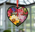 Love You Mum Stained Glass Effect Heart Suncatcher